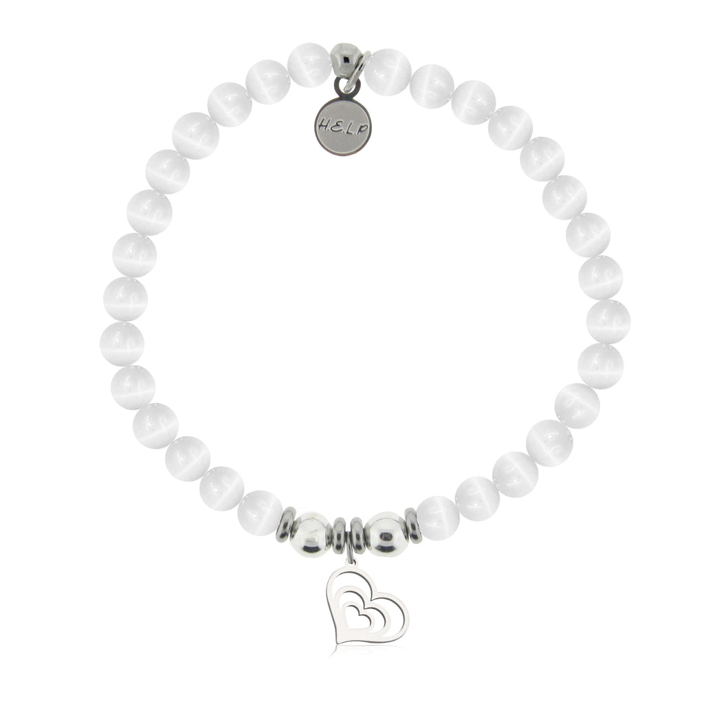 HELP by TJ Family Heart Charm with White Cats Eye Charity Bracelet
