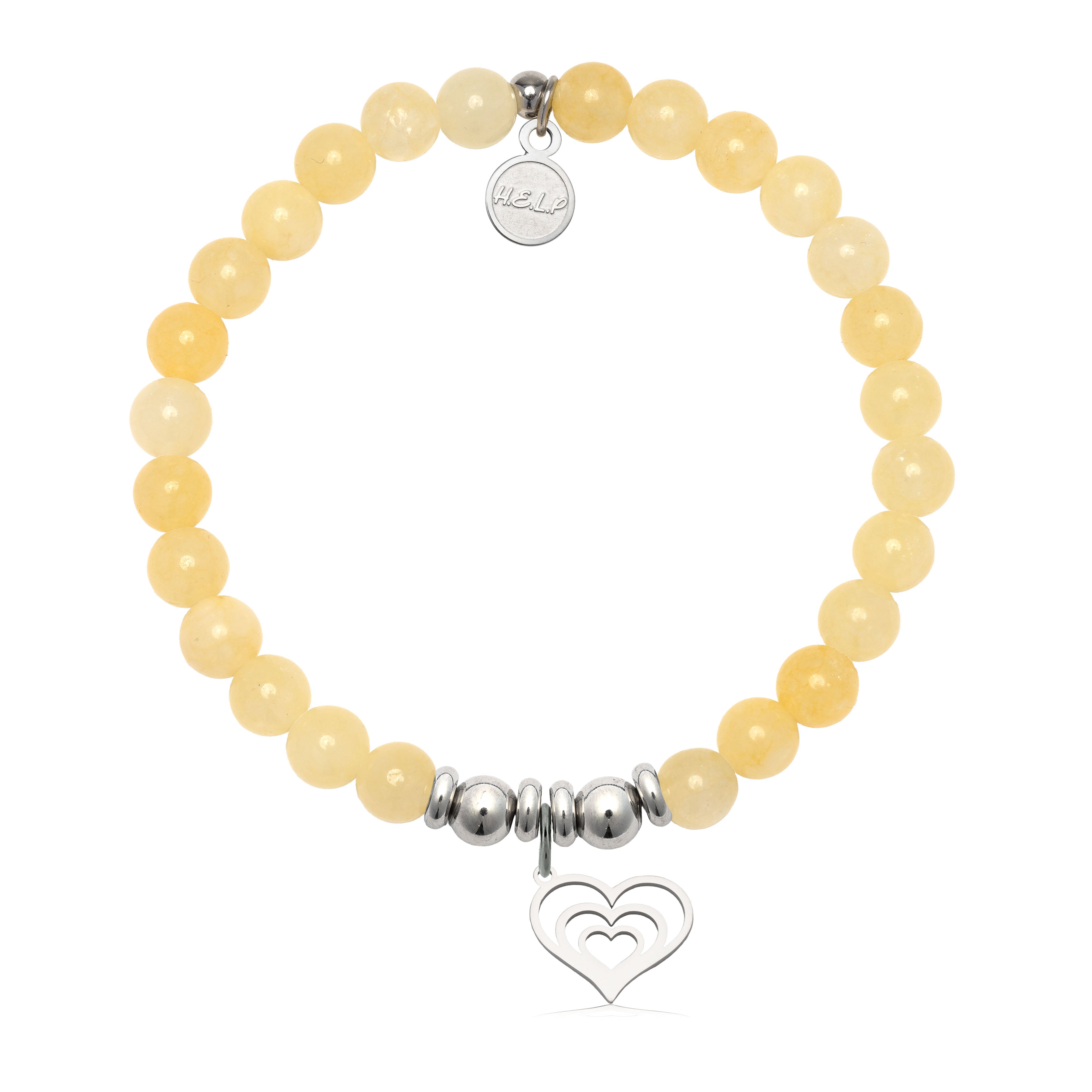 HELP by TJ Family Heart Charm with Yellow Jade Charity Bracelet
