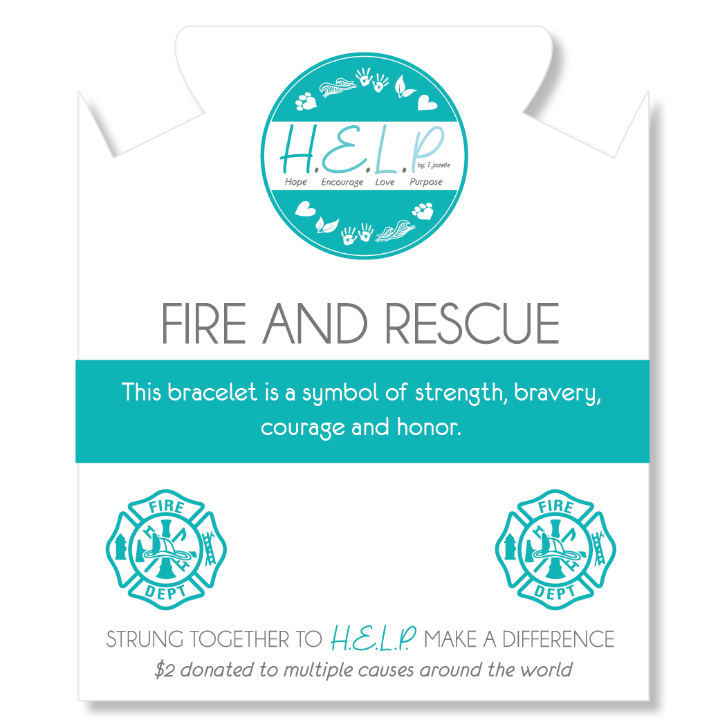 HELP by TJ Fire and Rescue Charm with Aqua Cats Eye Charity Bracelet