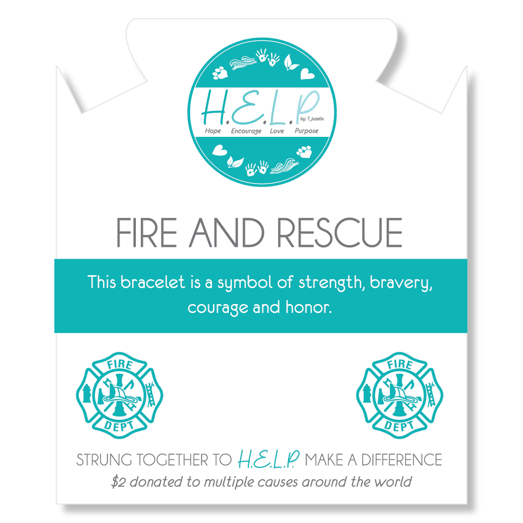 HELP by TJ Fire and Rescue Charm with Aqua Cats Eye Charity Bracelet