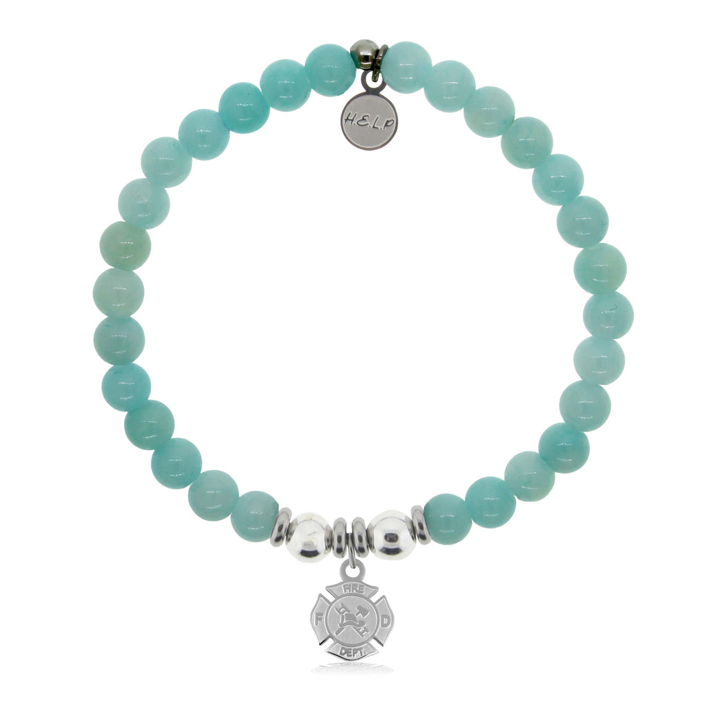 HELP by TJ Fire and Rescue Charm with Baby Blue Quartz Charity Bracelet
