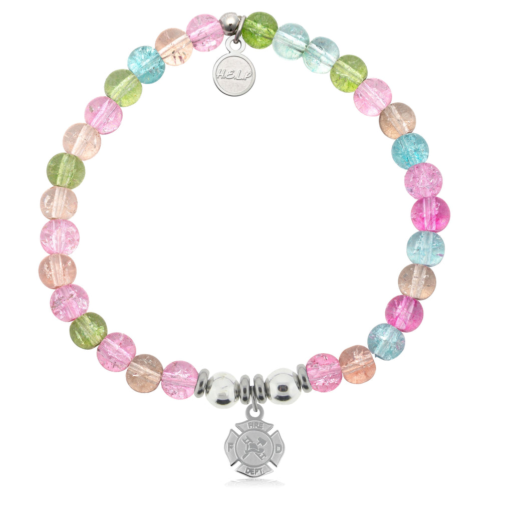 HELP by TJ Fire and Rescue Charm with Kaleidoscope Crystal Charity Bracelet