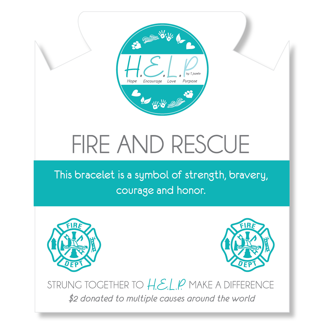 HELP by TJ Fire and Rescue Charm with Light Blue Agate Charity Bracelet