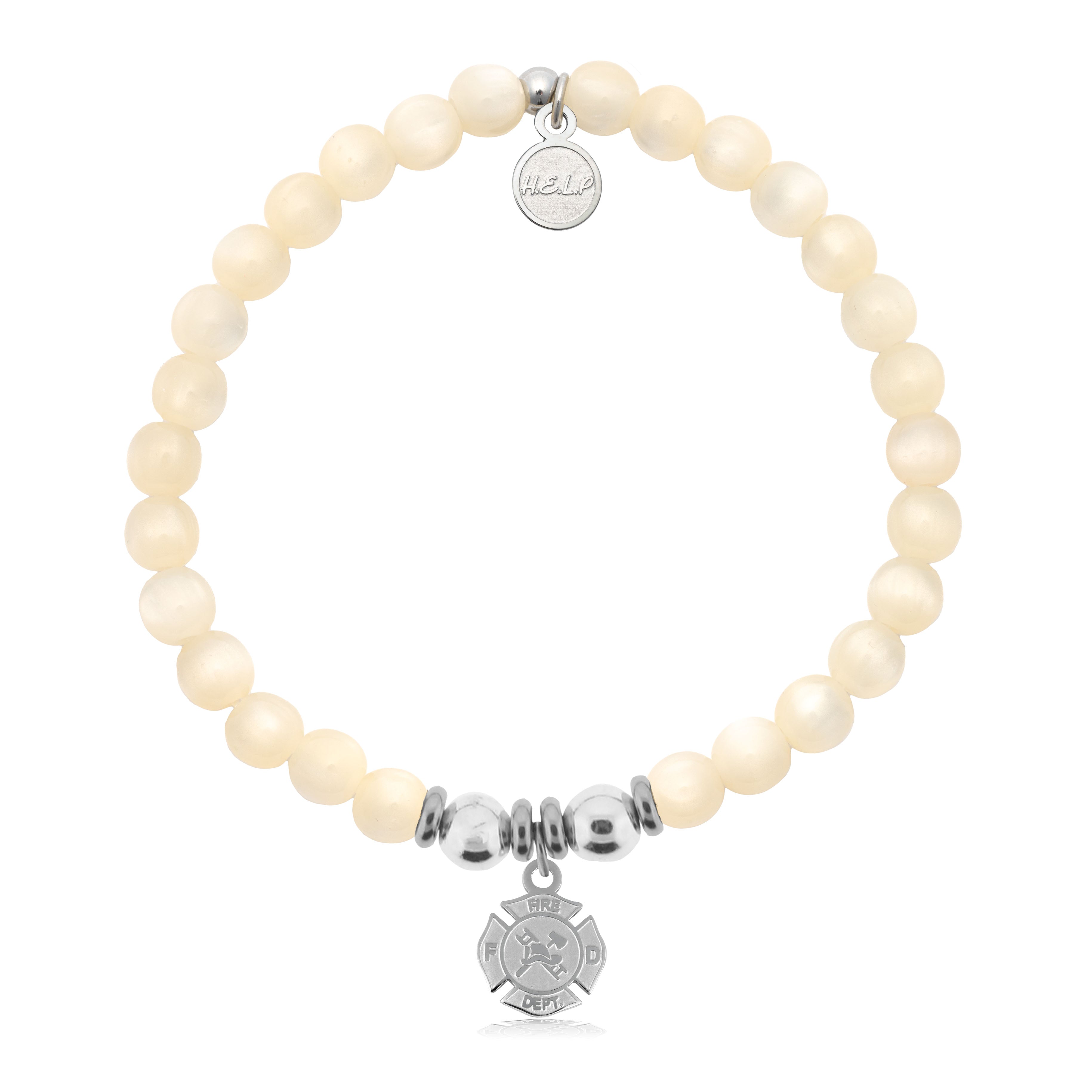 HELP by TJ Fire and Rescue Charm with Natural Selenite Charity Bracelet