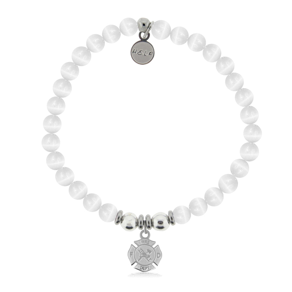 HELP by TJ Fire and Rescue Charm with White Cats Eye Charity Bracelet