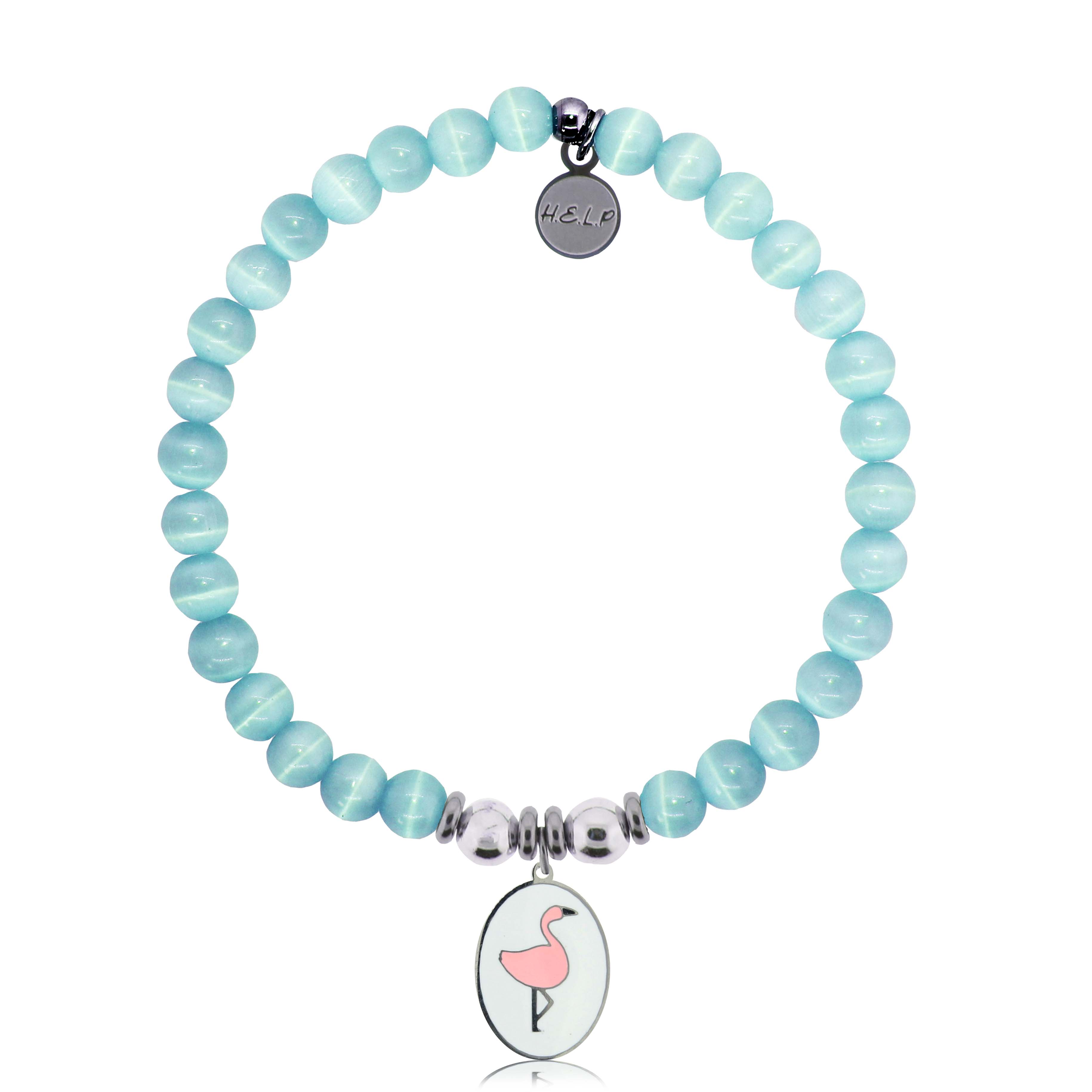 HELP by TJ Flamingo Charm with Aqua Cats Eye Charity Bracelet