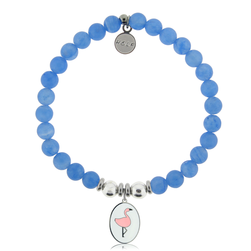 HELP by TJ Flamingo Charm with Azure Blue Jade Charity Bracelet