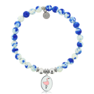 HELP by TJ Flamingo Charm with Blue and White Jade Charity Bracelet