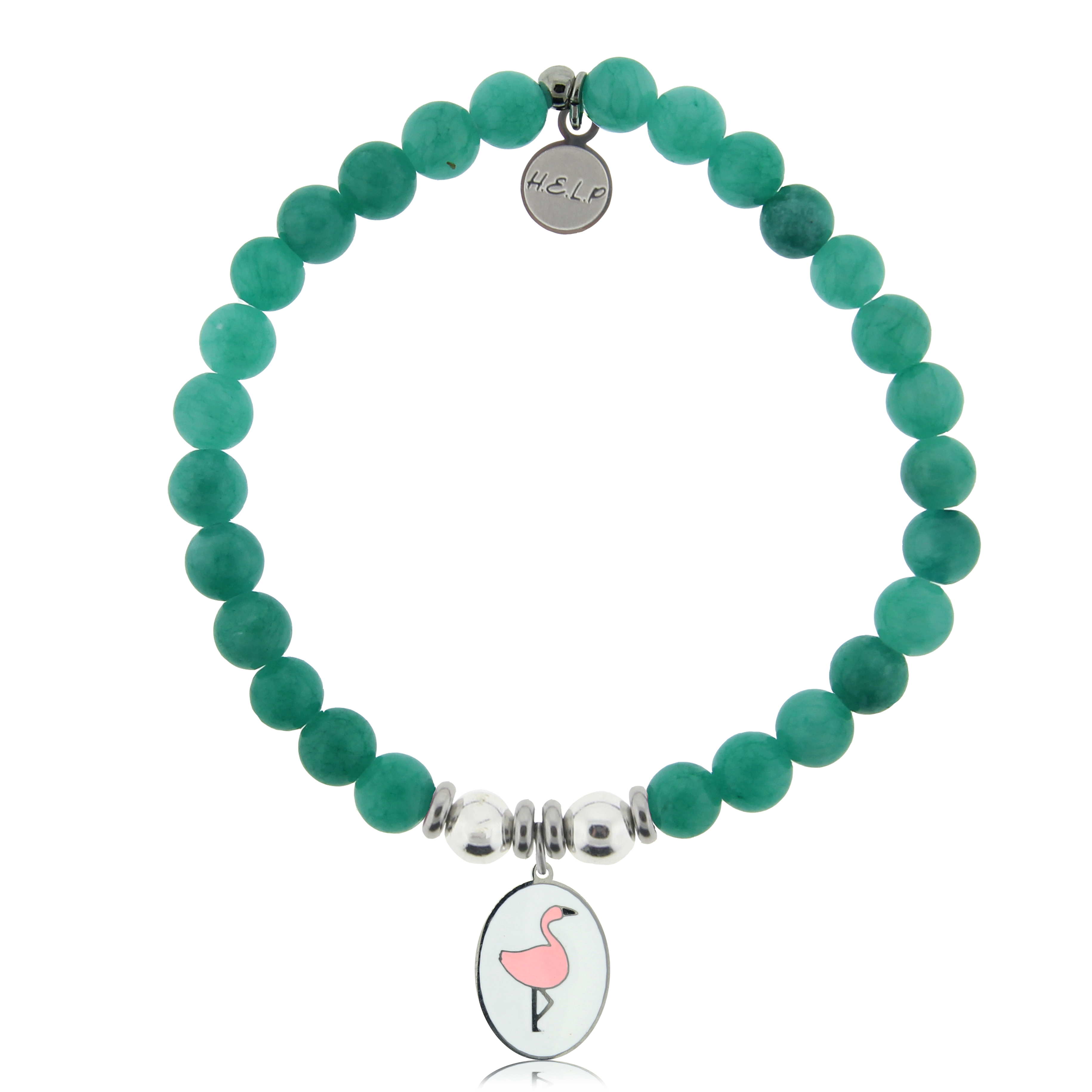 HELP by TJ Flamingo Charm with Caribbean Jade Charity Bracelet