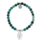 HELP by TJ Flamingo Charm with Green Stripe Agate Charity Bracelet