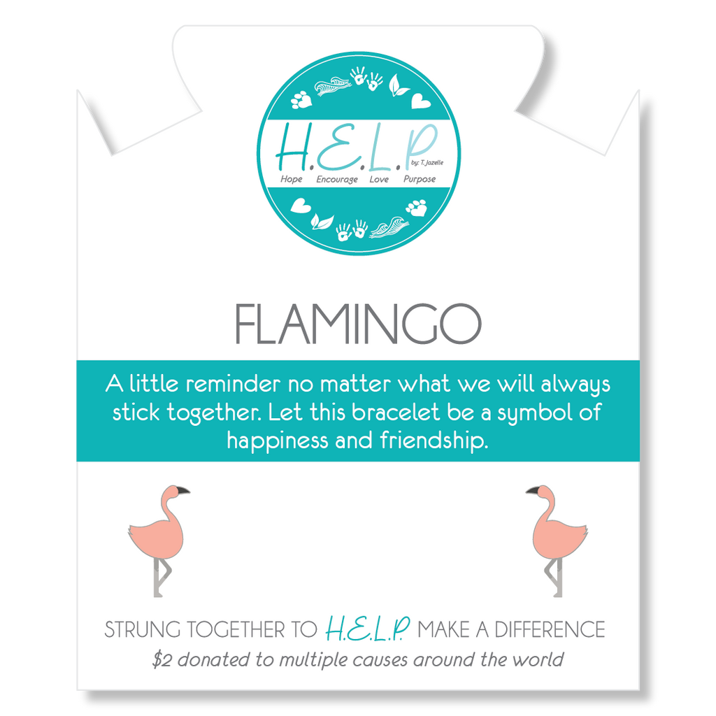 HELP by TJ Flamingo Charm with Green Yellow Jade Charity Bracelet