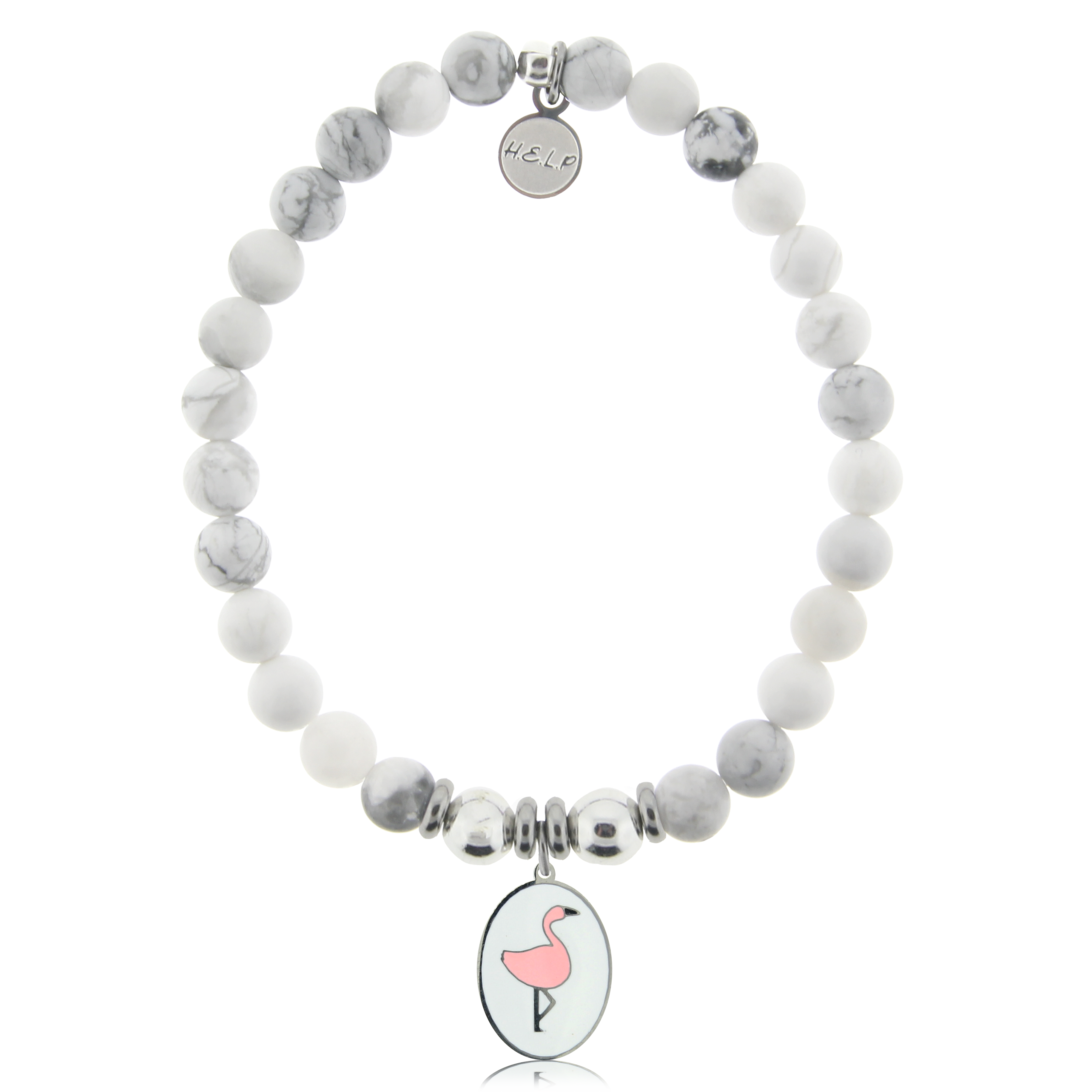 HELP by TJ Flamingo Charm with Howlite Charity Bracelet