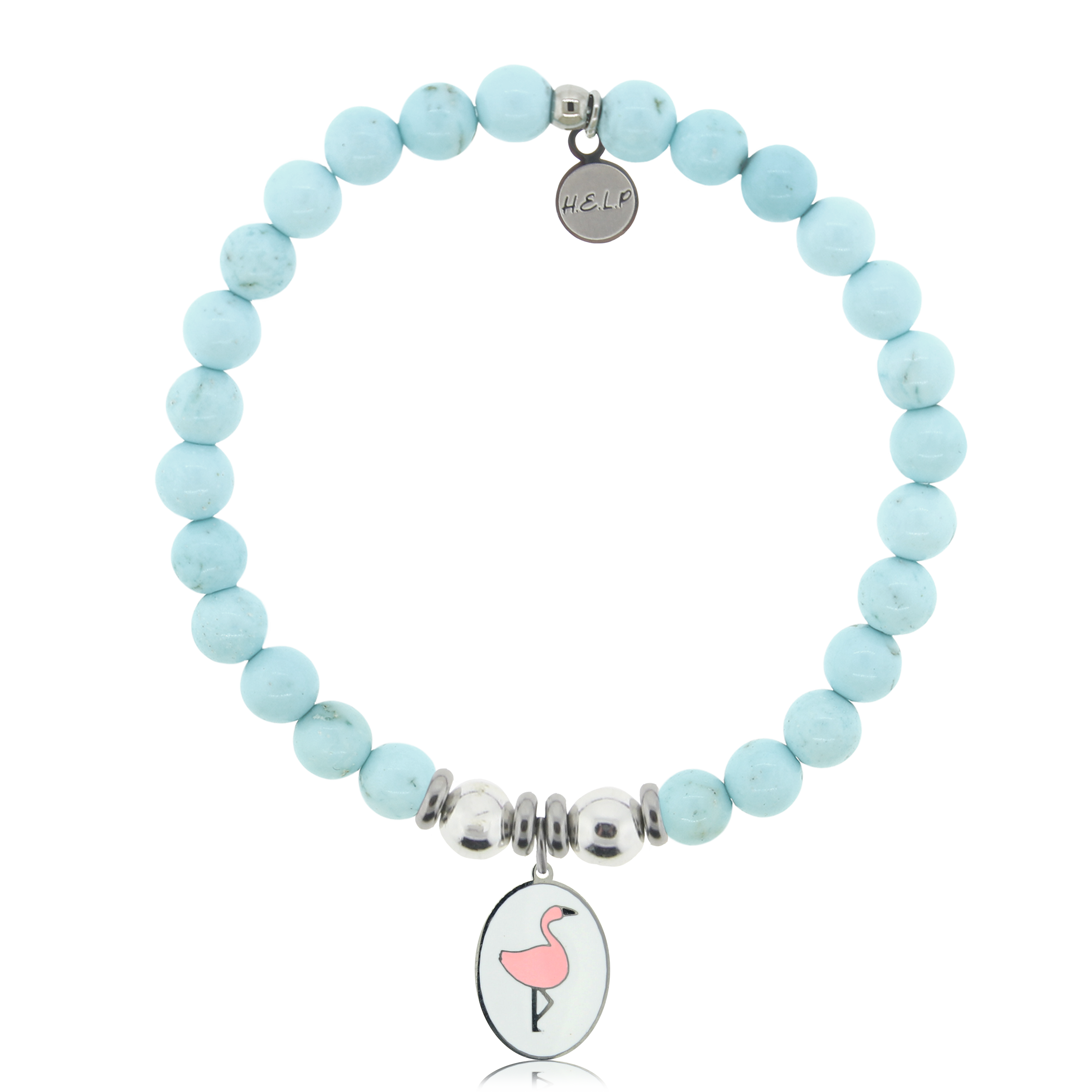 HELP by TJ Flamingo Charm with Larimar Magnesite Charity Bracelet