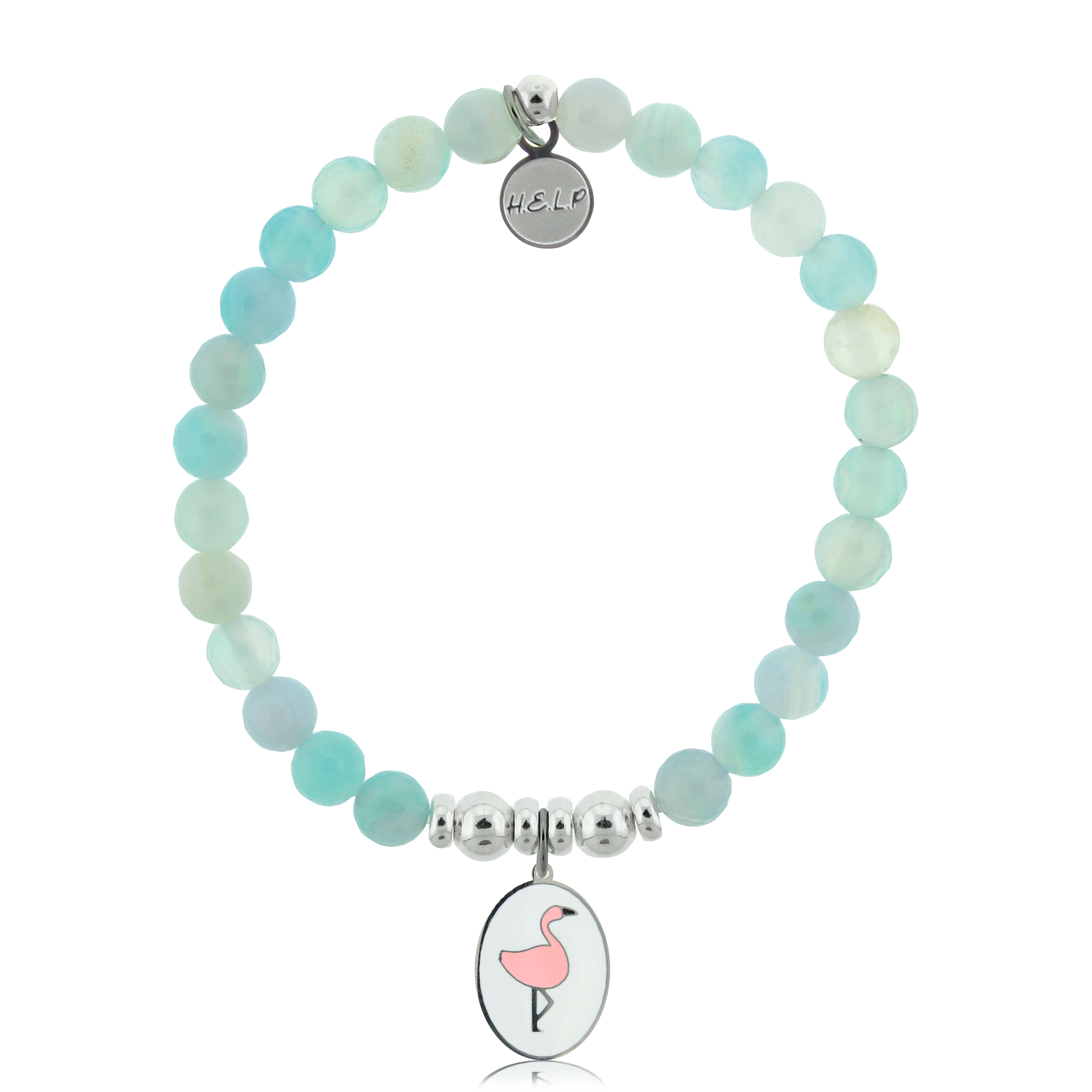 HELP by TJ Flamingo Charm with Light Blue Agate Charity Bracelet