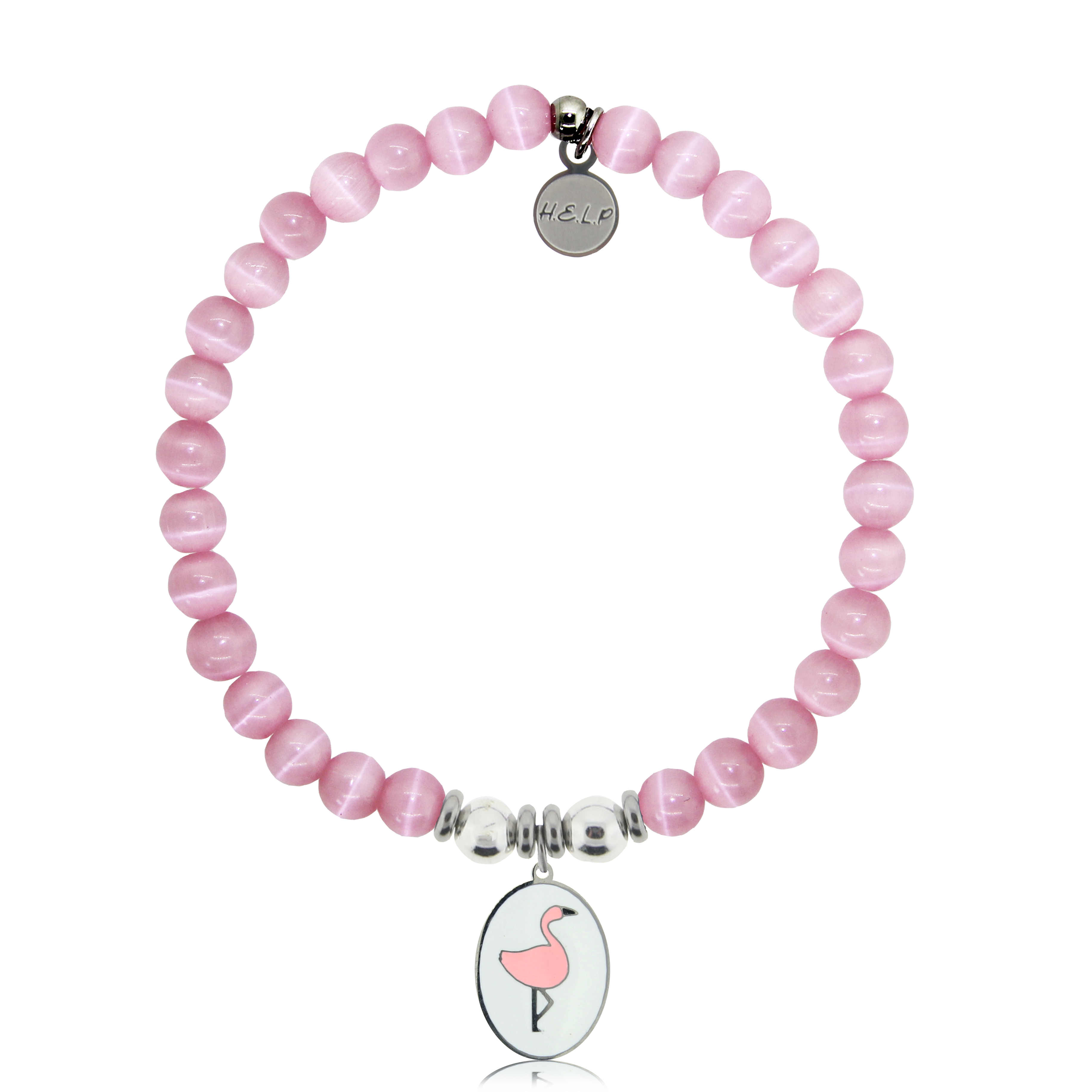 HELP by TJ Flamingo Charm with Pink Cats Eye Charity Bracelet