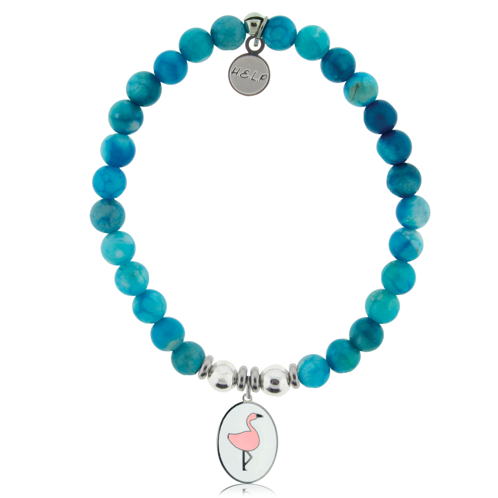 HELP by TJ Flamingo Charm with Tropic Blue Agate Charity Bracelet