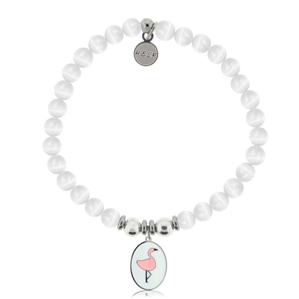 HELP by TJ Flamingo Charm with White Cats Eye Charity Bracelet