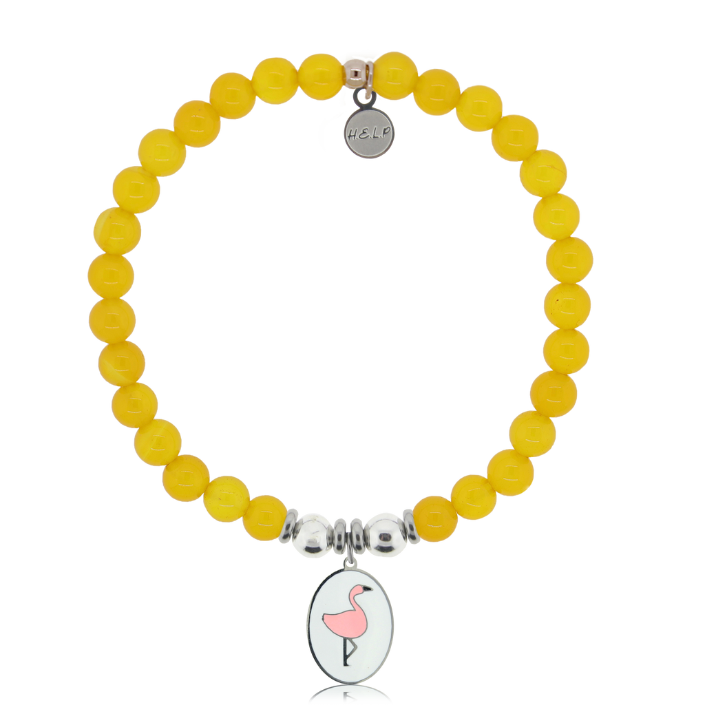 HELP by TJ Flamingo Charm with Yellow Agate Charity Bracelet
