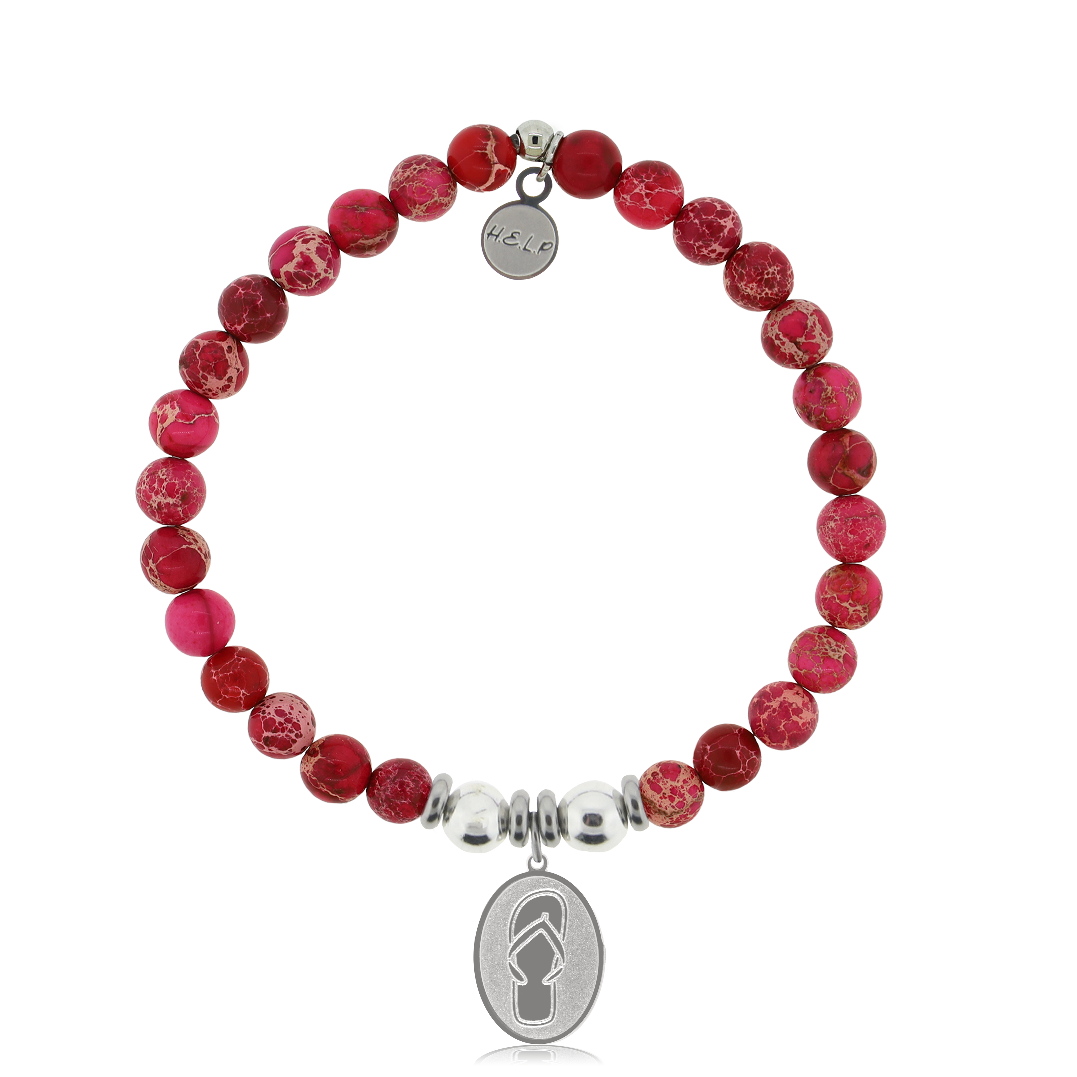 HELP by TJ Flip Flop Charm with Cranberry Jasper Charity Bracelet