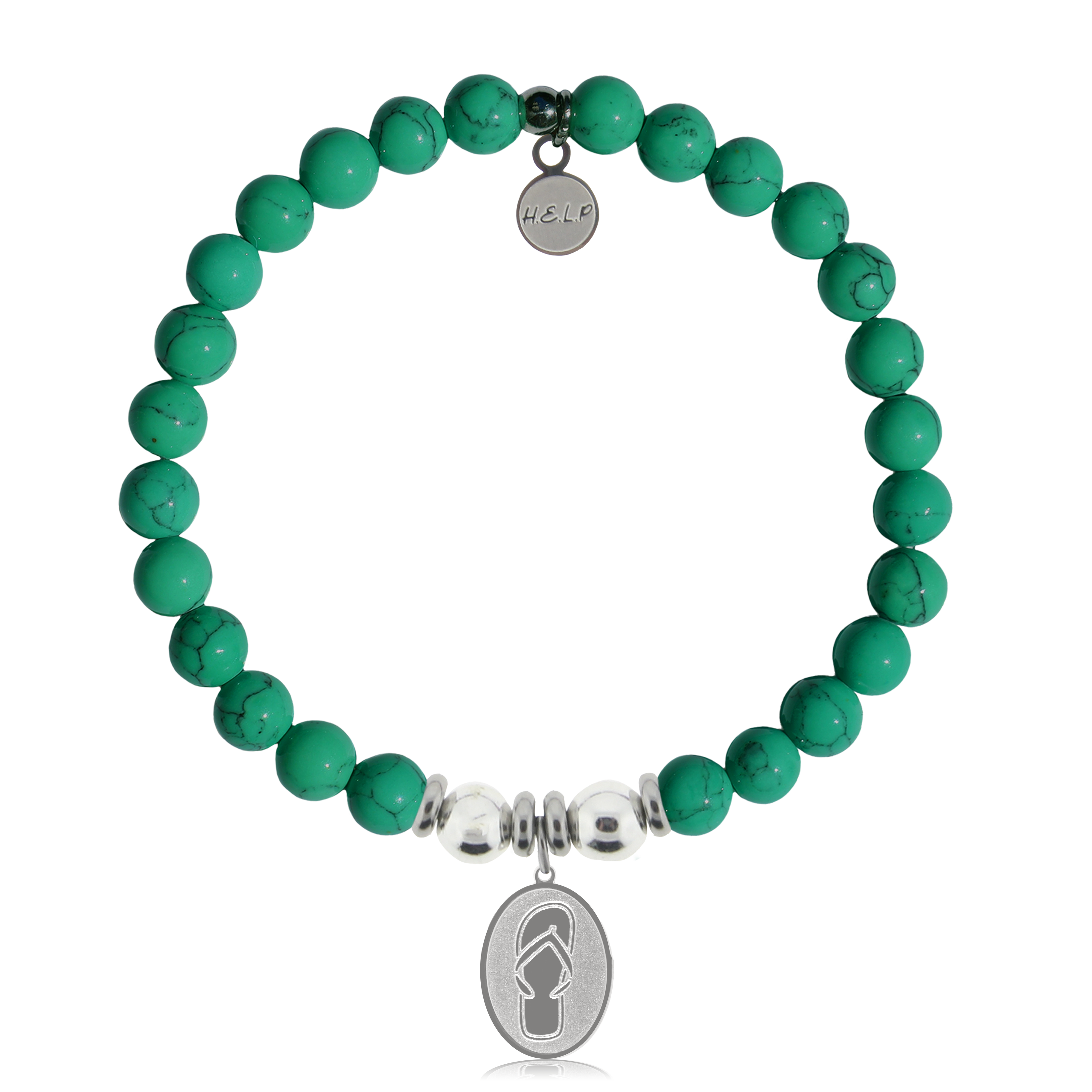 HELP by TJ Flip Flop Charm with Green Howlite Charity Bracelet