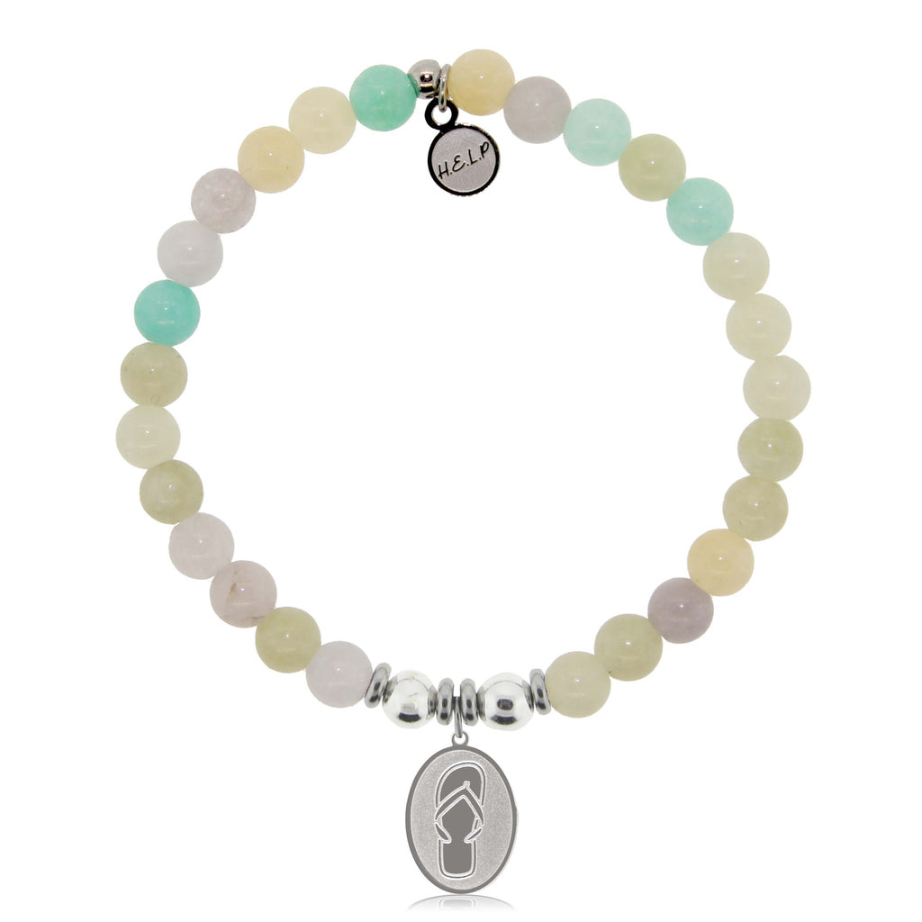 HELP by TJ Flip Flop Charm with Green Yellow Jade Charity Bracelet