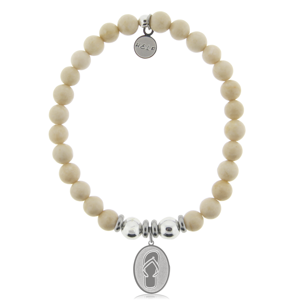 HELP by TJ Flip Flop Charm with Riverstone Beads Charity Bracelet