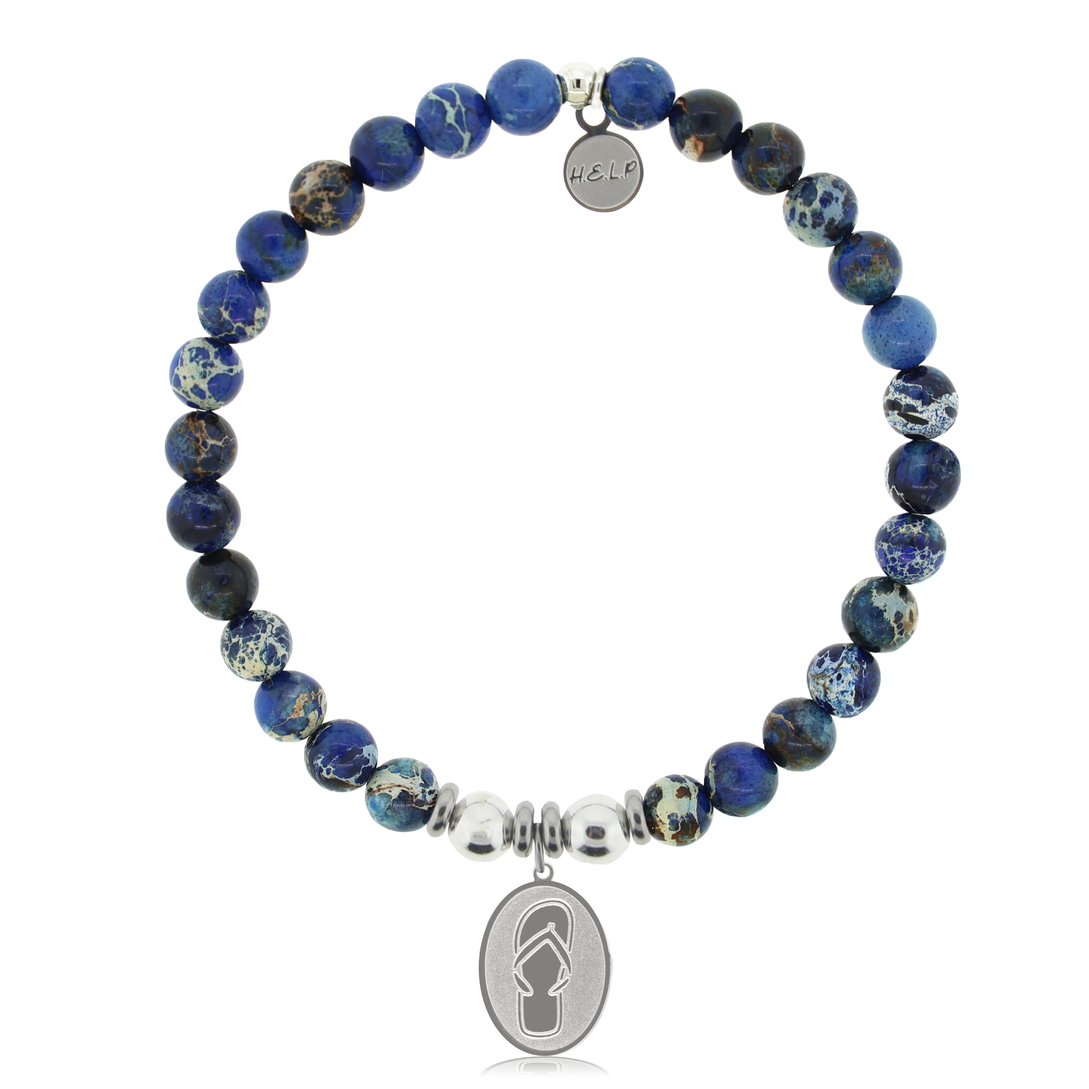 HELP by TJ Flip Flop with Royal Blue Jasper Charity Bracelet