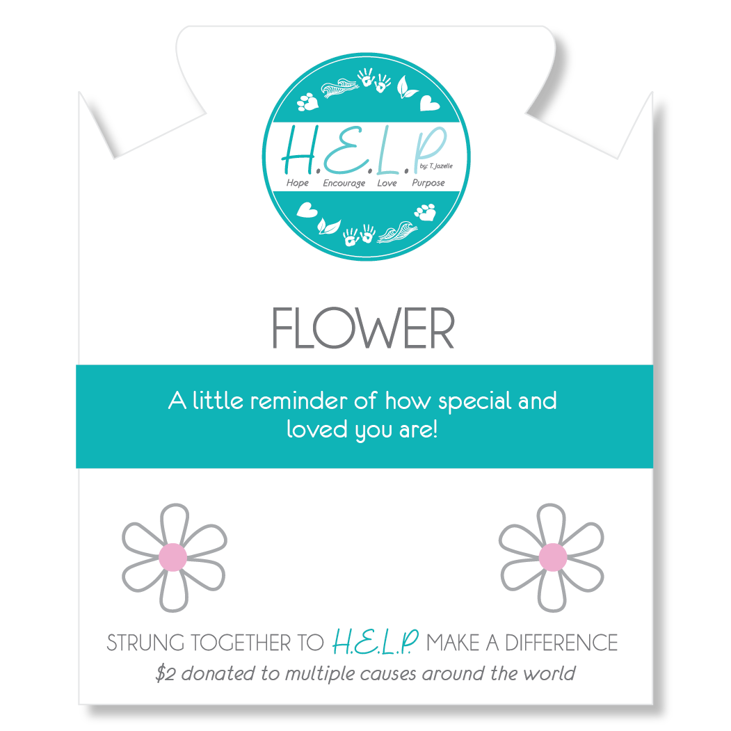 HELP by TJ Flower Charm with Aqua Cats Eye Charity Bracelet