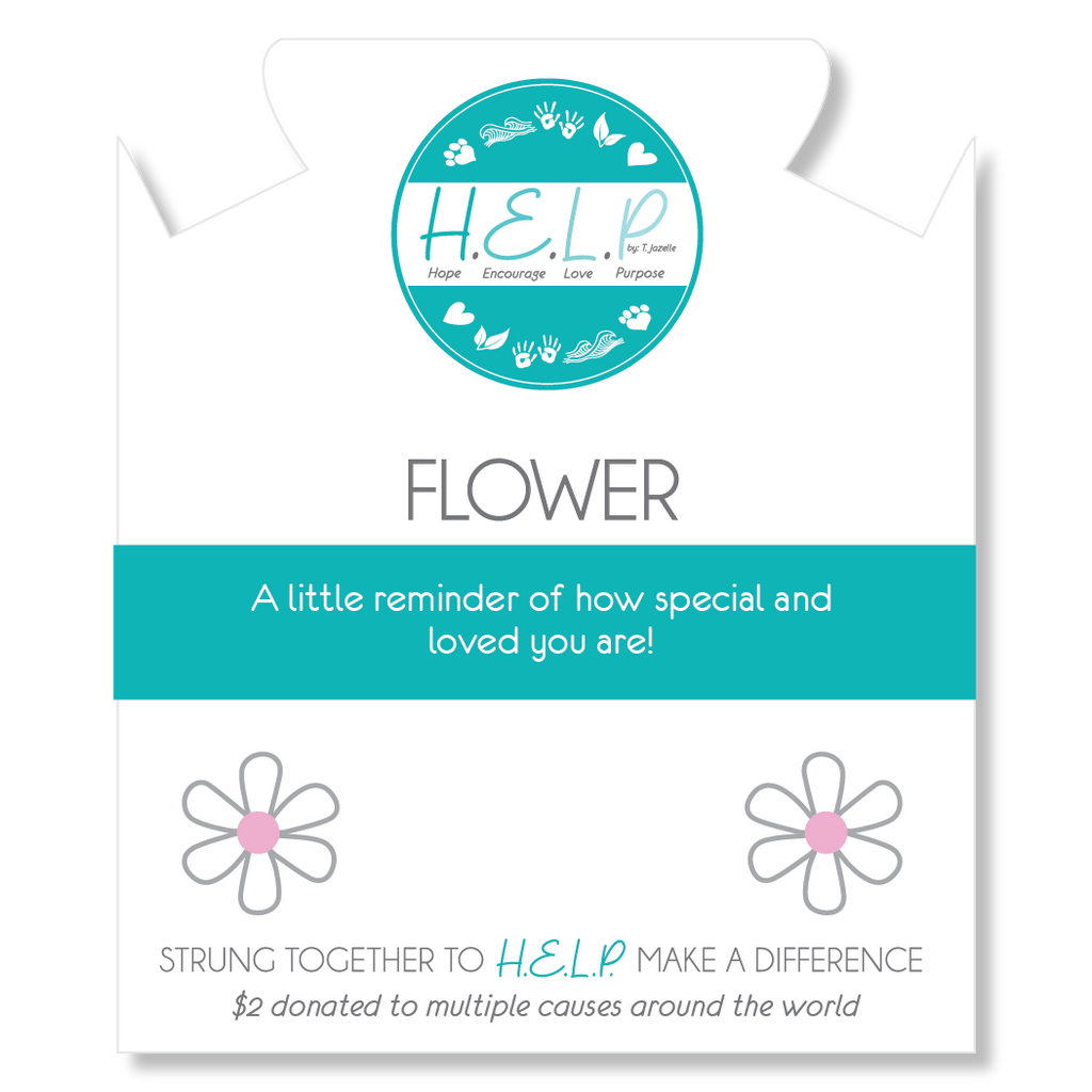 HELP by TJ Flower Charm with Aqua Cats Eye Charity Bracelet