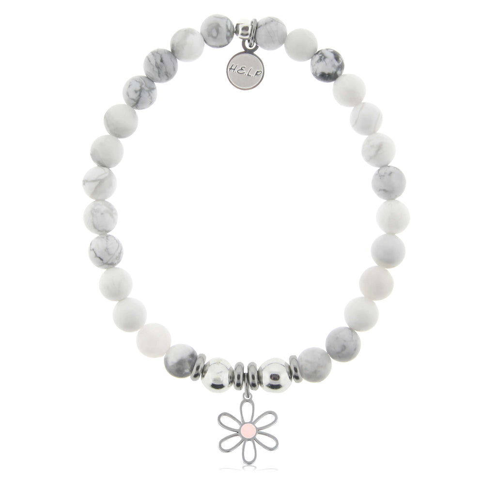 HELP by TJ Flower Charm with Howlite Charity Bracelet