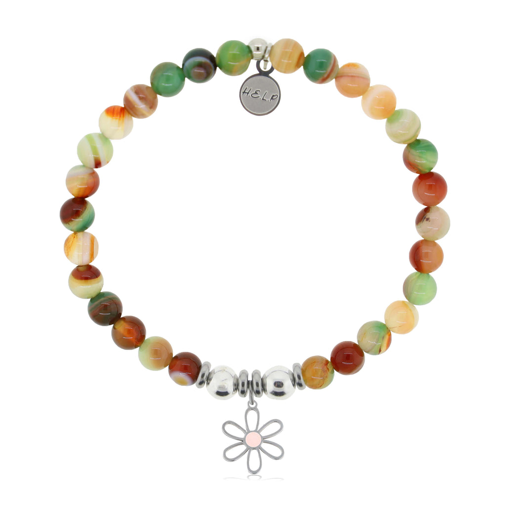 HELP by TJ Flower Charm with Multi Agate Charity Bracelet