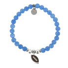 HELP by TJ Football Enamel Charm with Azure Blue Jade Charity Bracelet