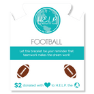 HELP by TJ Football Enamel Charm with Azure Blue Jade Charity Bracelet