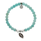 HELP by TJ Football Enamel Charm with Baby Blue Quartz Charity Bracelet