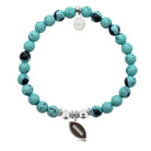 HELP by TJ Football Enamel Charm with Blue Zebra Jade Charity Bracelet