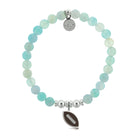 HELP by TJ Football Enamel Charm with Light Blue Agate Charity Bracelet