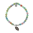 HELP by TJ Football Enamel Charm with Pastel Jade Charity Bracelet