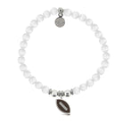 HELP by TJ Football Enamel Charm with White Cats Eye Charity Bracelet