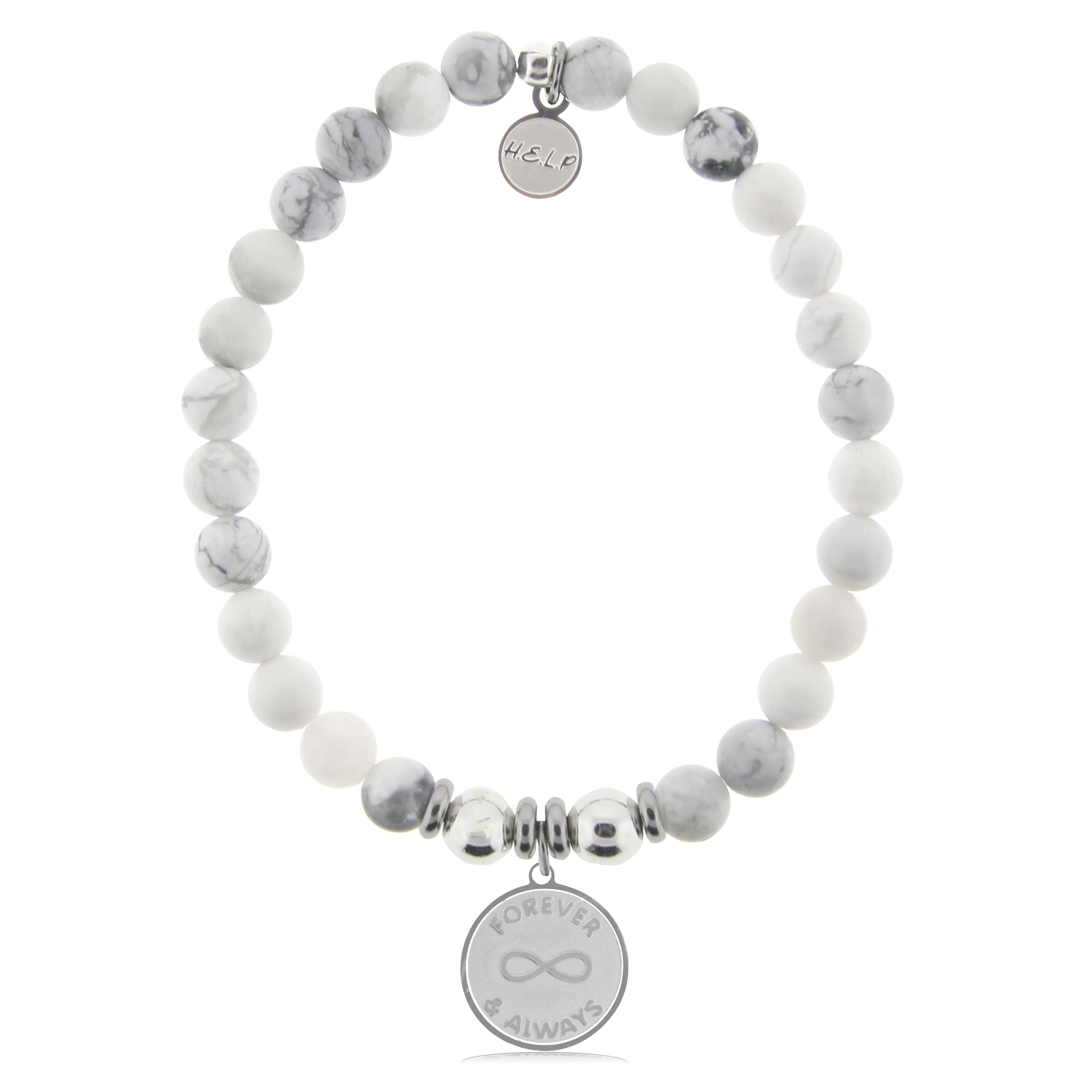 HELP by TJ Forever and Always Charm with Howlite Charity Bracelet