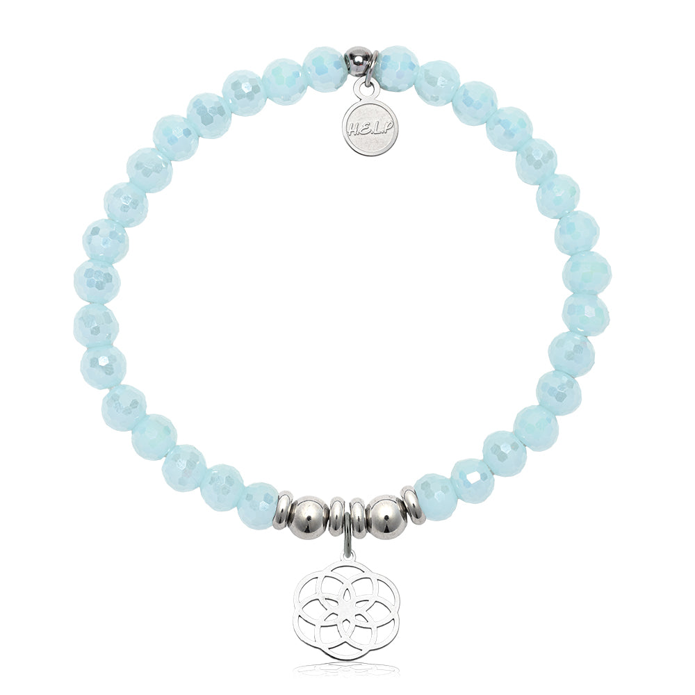 チャーム help... Forever Connected Charm with Aqua Crystal Charity Bracelet – HELP