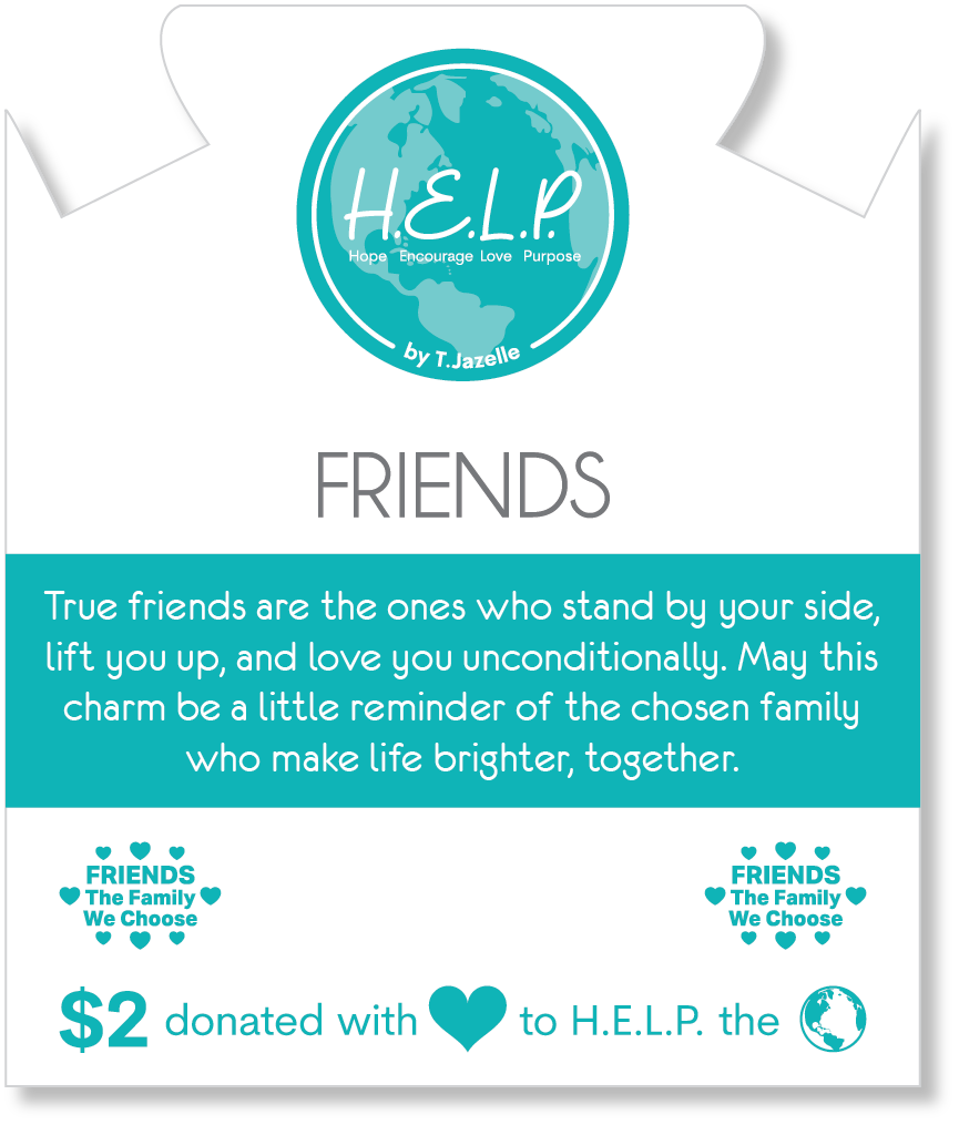 HELP by TJ Friends Cutout Charm with Pink Crystal Charity Bracelet