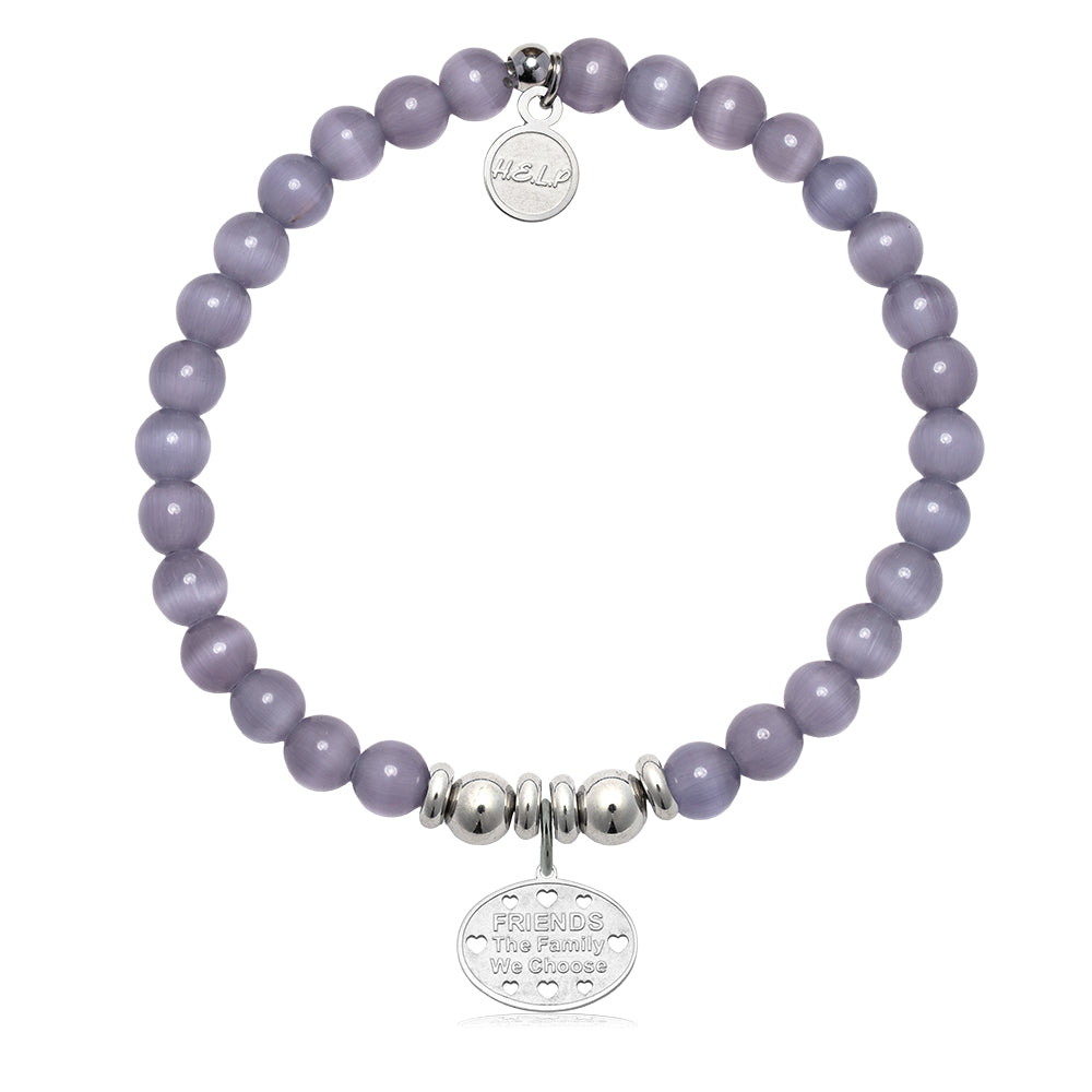 HELP by TJ Friends Cutout Charm with Purple Cats Eye Charity Bracelet