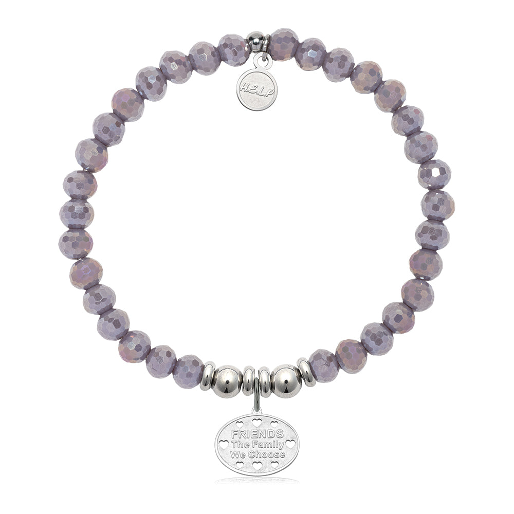 HELP by TJ Friends Cutout Charm with Purple Crystal Charity Bracelet