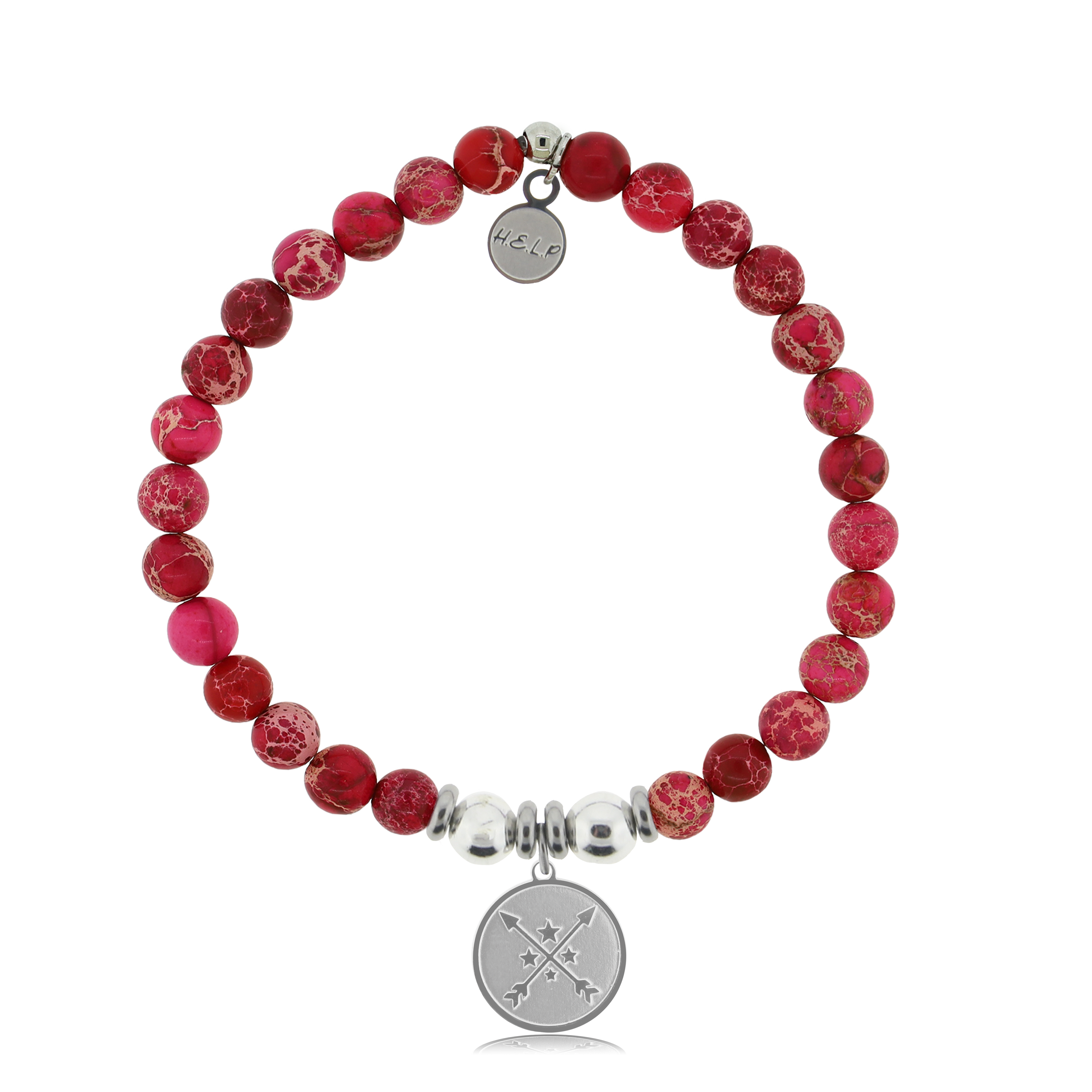 HELP by TJ Friendship Arrows Charm with Cranberry Jasper Charity Bracelet