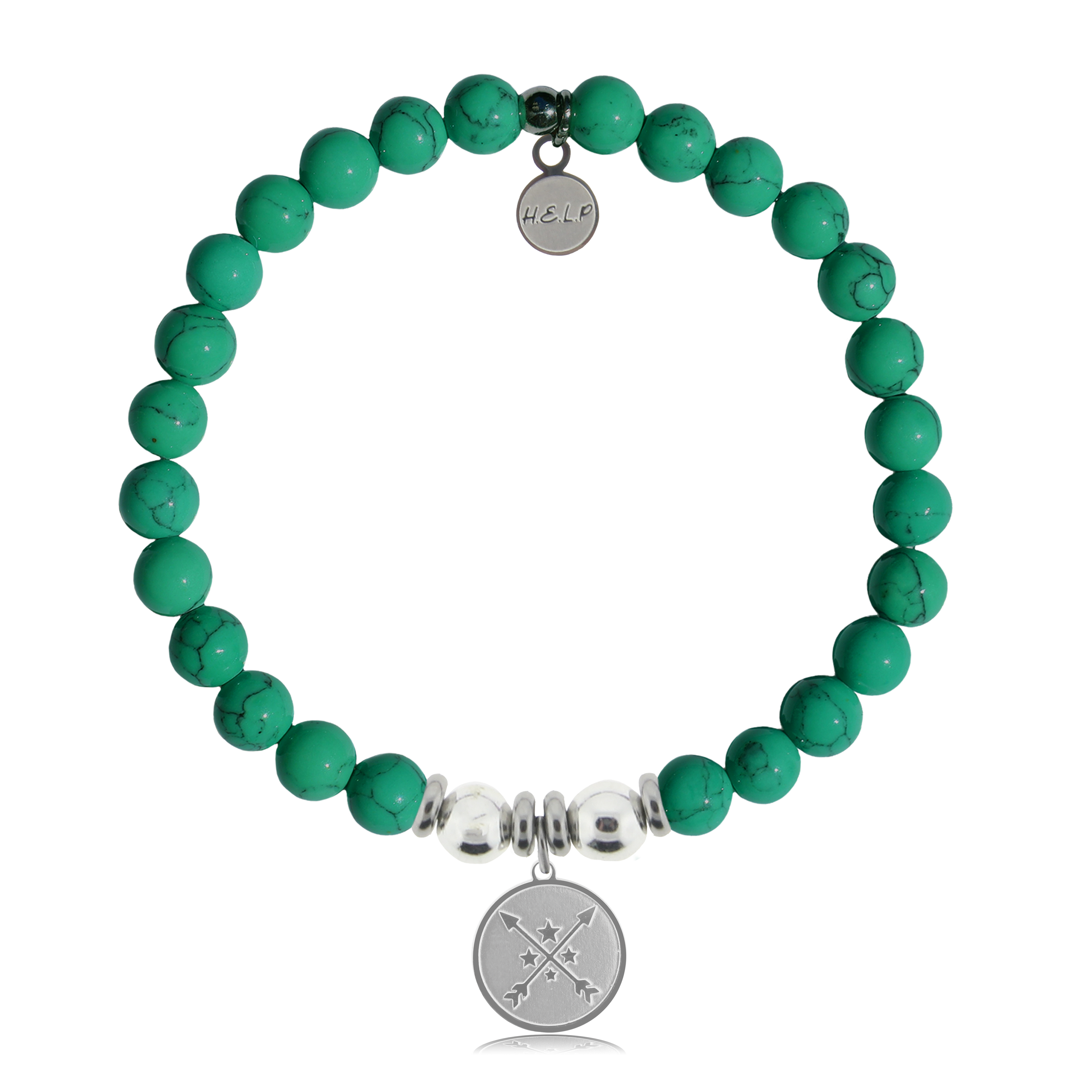 HELP by TJ Friendship Arrows Charm with Green Howlite Charity Bracelet