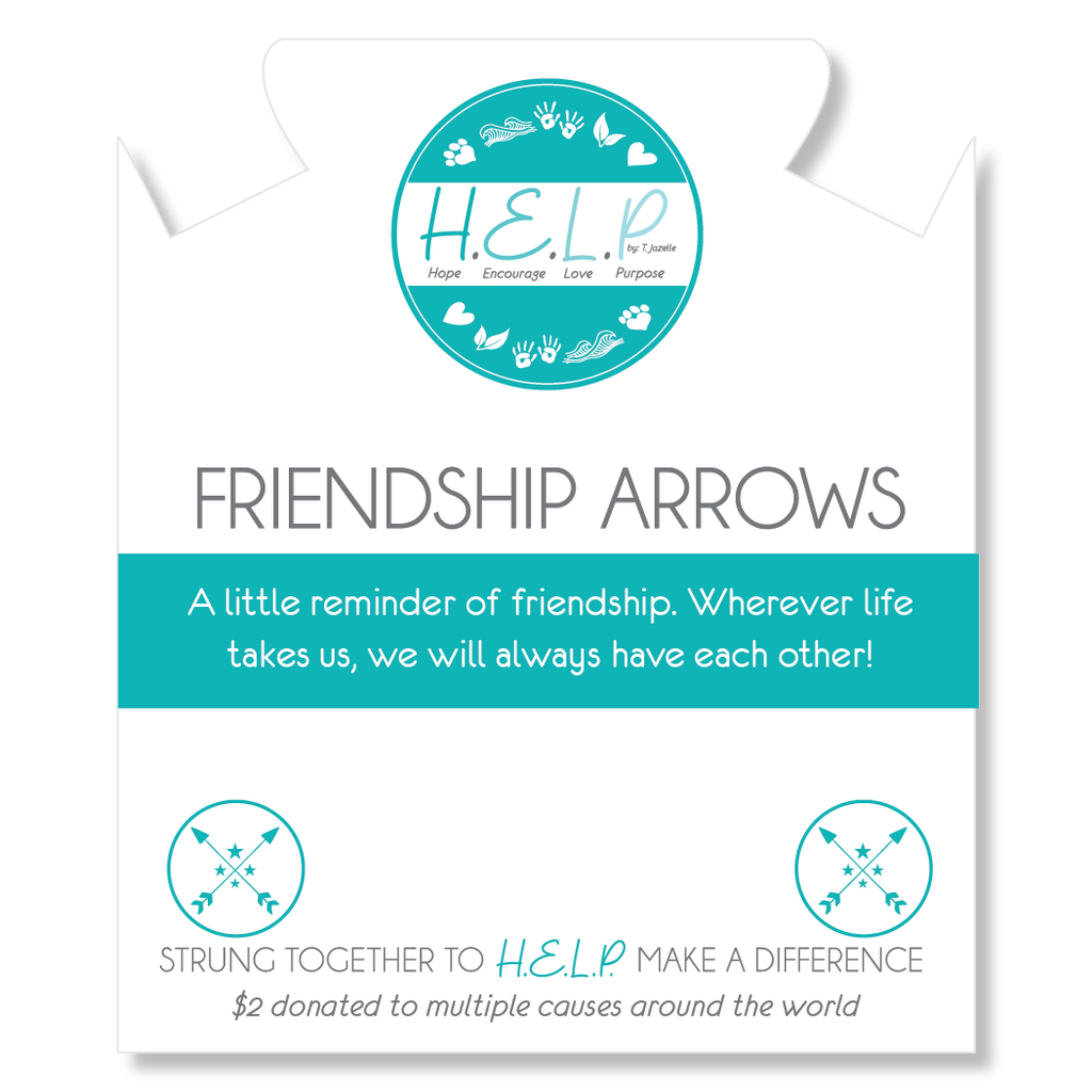 HELP by TJ Friendship Arrows Charm with Grey Stripe Agate Charity Bracelet