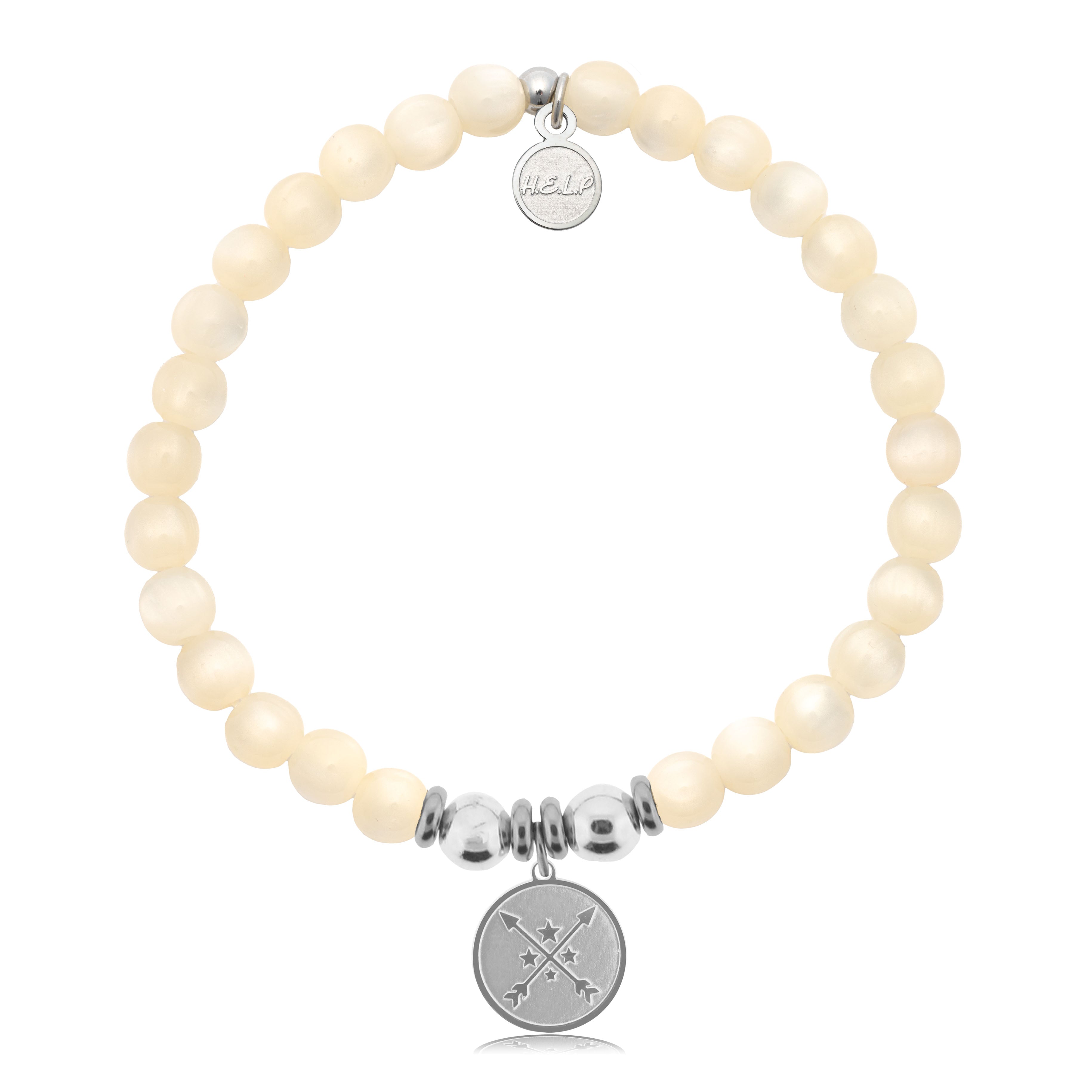 HELP by TJ Friendship Arrows Charm with Natural Selenite Charity Bracelet