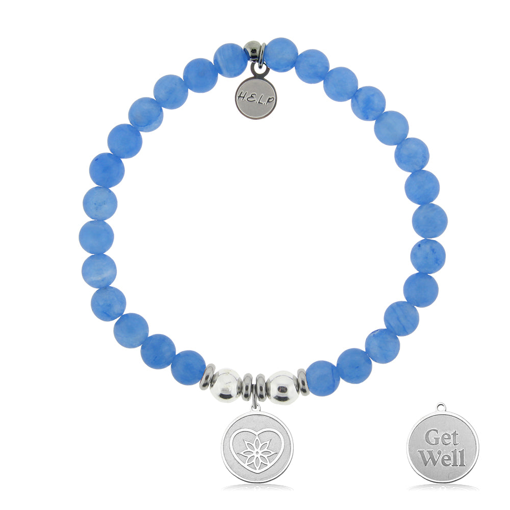 HELP by TJ Get Well Charm with Azure Blue Jade Charity Bracelet