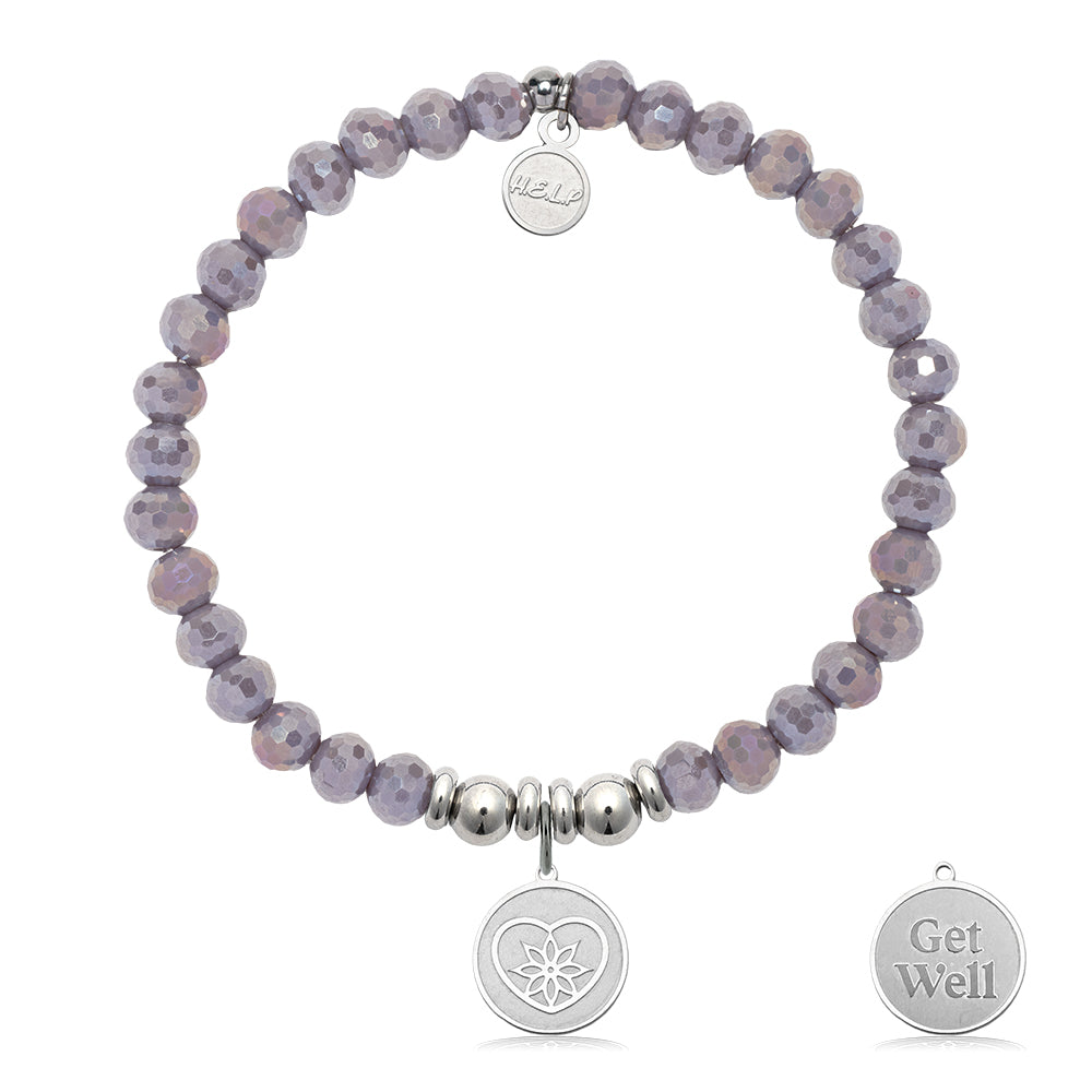 HELP by TJ Get Well Charm with Purple Crystal Charity Bracelet