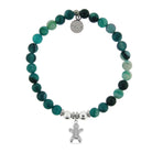 HELP by TJ Gingerbread Man Charm with Green Stripe Agate Charity Bracelet